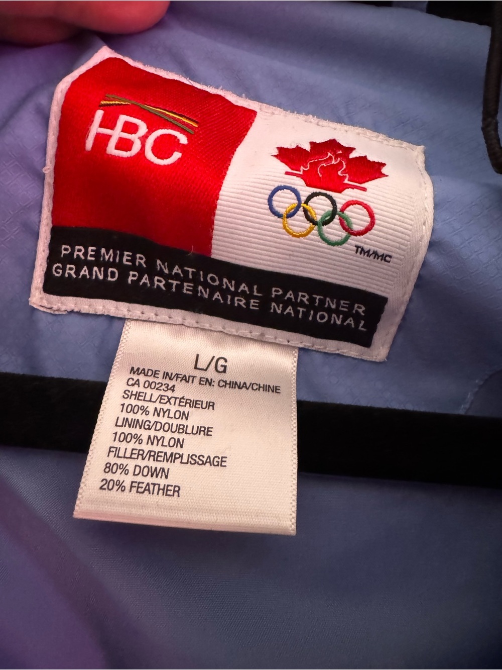Lavender light Blue Puffer Jacket with Red Olympic embroidered logo - Picture 8 of 12
